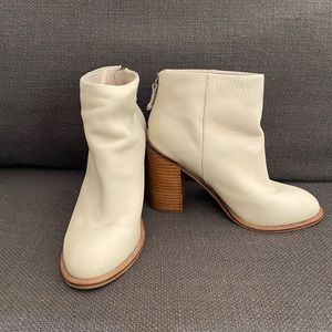 White leather booties